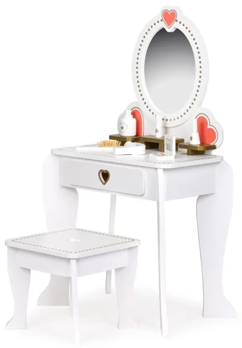 Голяма дървена детска тоалетка с огледало