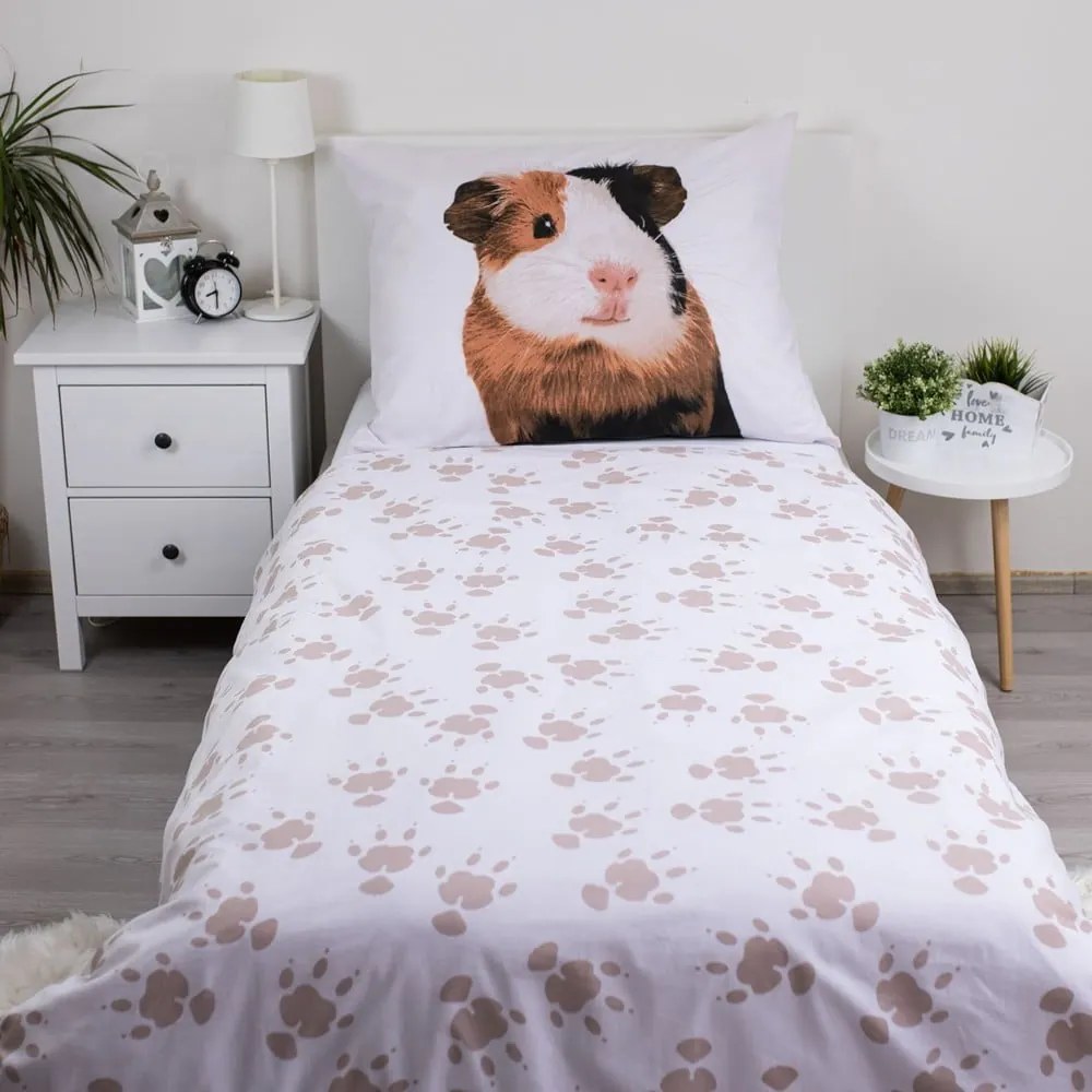 Бяло единично памучно детско спално бельо 140x200 cm Guinea Pig – Jerry Fabrics