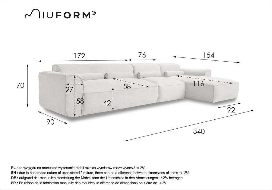 Кремав ъглов диван (десен ъгъл) Flex Felix – Miuform