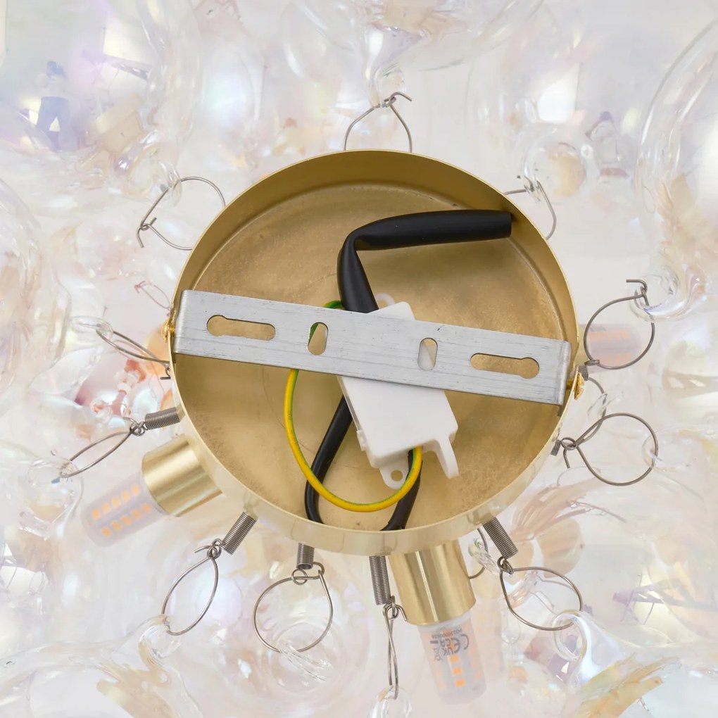 Дизайнерско таванно осветление месинг с дъговидна чаша 4-светлини - Uvas