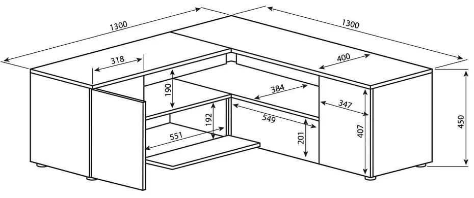 Сиво-бяла маса за телевизор от бетон 130x46 cm Angle - TemaHome