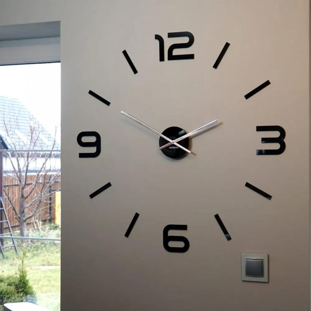 Дизайнерски черен стенен часовник, 80 см Екрю