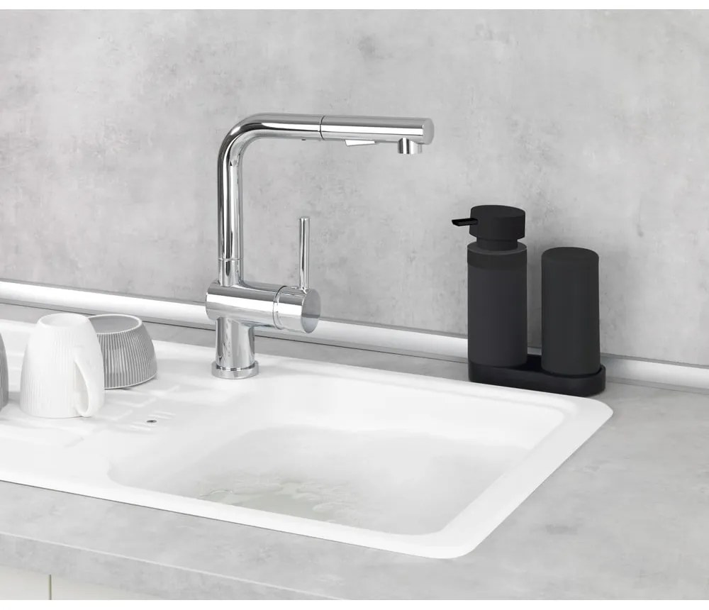 Черна стойка с дозатор за препарат Easy Squeez-e - Wenko