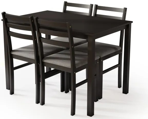 Комплект ТОРИНО маса + 4 стола Черно/Светло сиво (тъкан Савана 21) - ДЪРВЕН КОМПЛЕКТ ЗА КУХНЯ/ТРАПЕЗАРИЯ