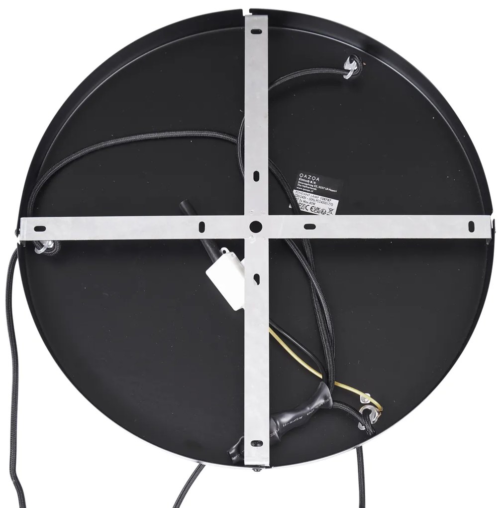 Japandi висяща лампа черна и златна с бежов абажур 3 светлини - Pluni