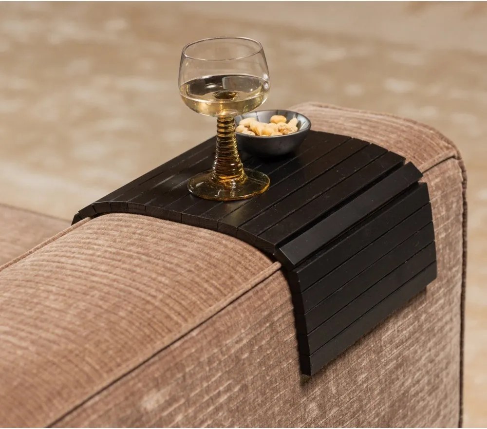 Черен гъвкав дървен подлакътник за диван WOOOD Tray