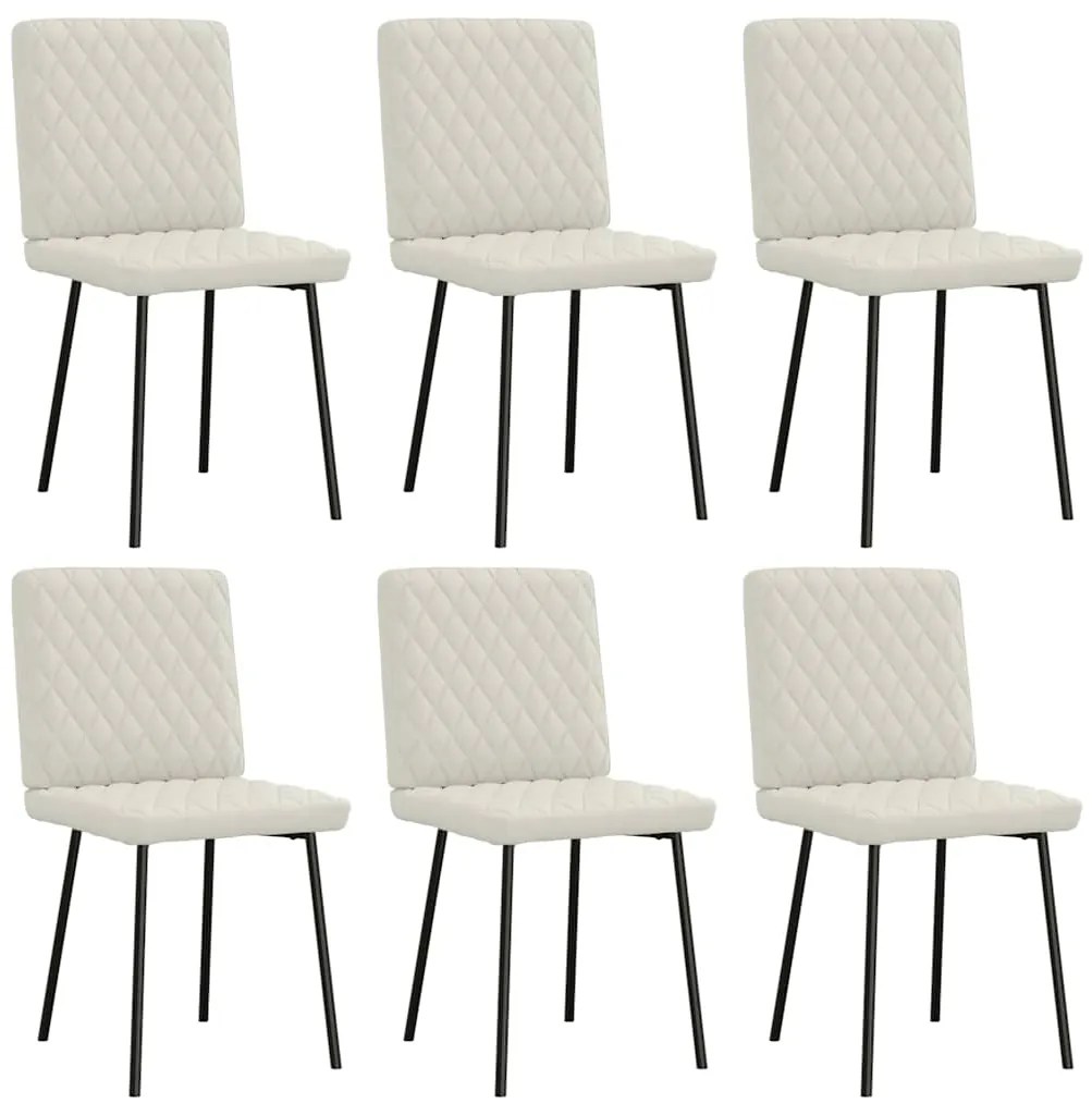 3315482 vidaXL Трапезни столове, 6 бр, кремави, кадифе