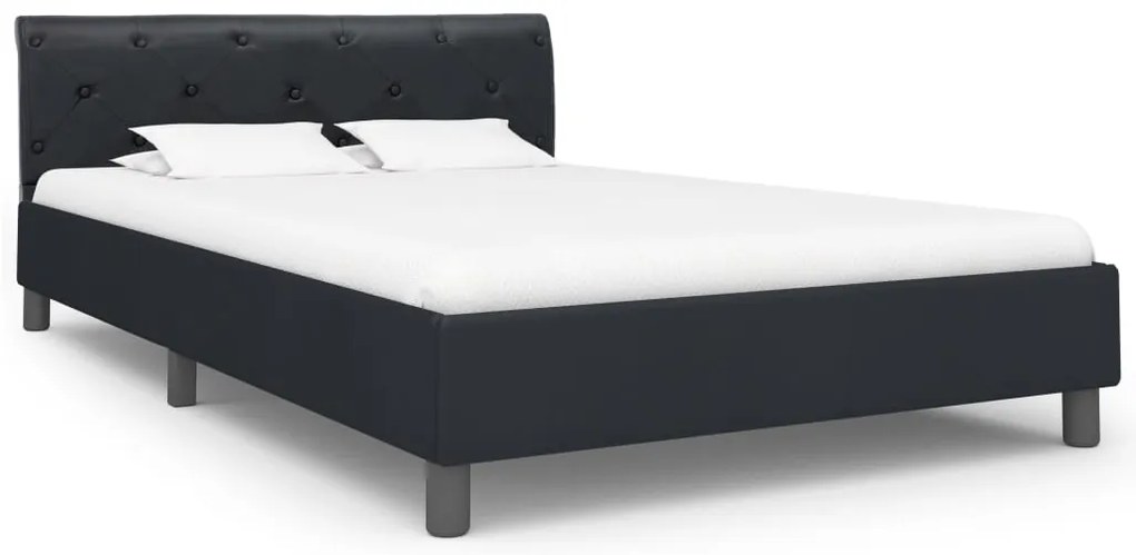 284878 vidaXL Рамка за легло, черна, изкуствена кожа, 120x200 cм