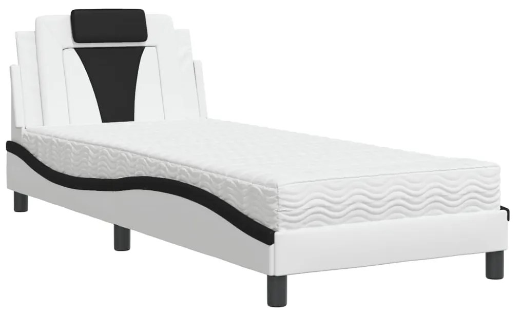 3208760 vidaXL Легло Viana без матрак, бяло и черно, 80x200 см, изкуствена кожа
