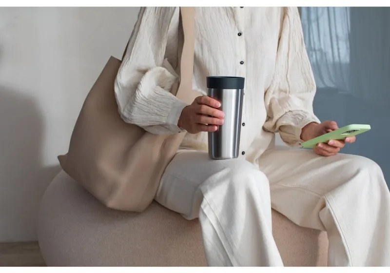 Термо чаша Brabantia Make&Take 1008489, 360 мл, Устойчива на разливане, Инокс/сив