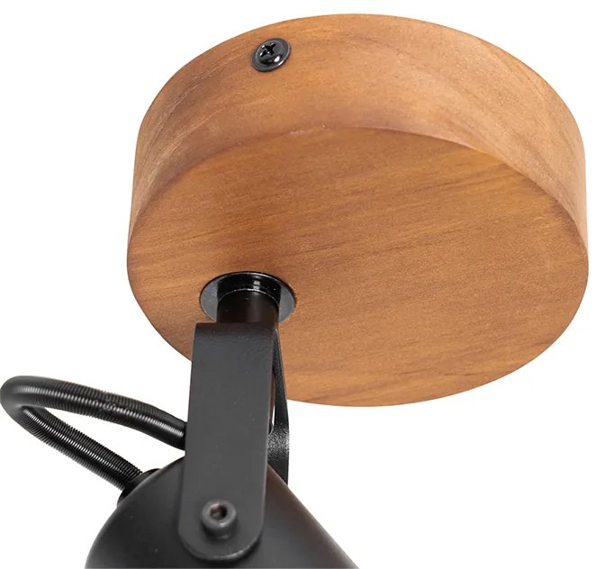 Индустриален прожектор черен с дърво наклонен - Tommy