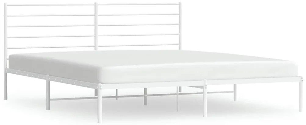 352375 vidaXL Метална рамка за легло с горна табла, бяла, 200x200 см