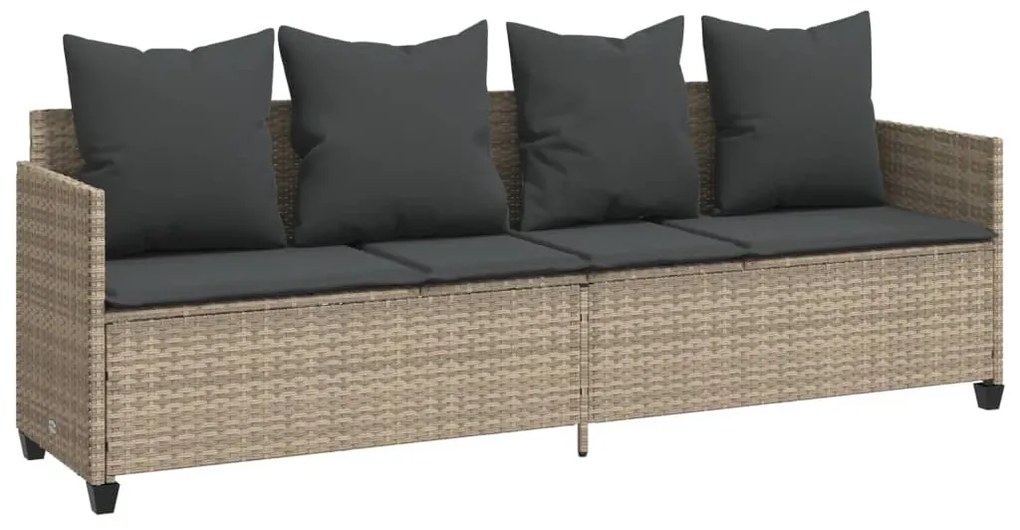 368349 vidaXL Шезлонг с възглавници, светлосив, полиратан