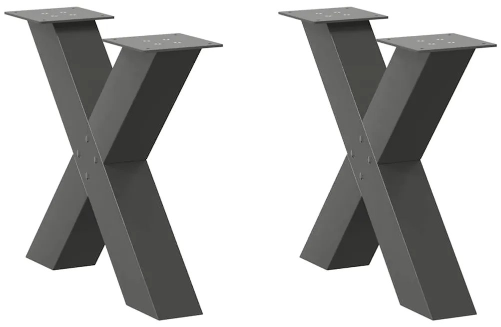4012958 vidaXL Крака за масичка за кафе, X-образни, 2 бр., антрацит, 50 x (42-43) см, стомана