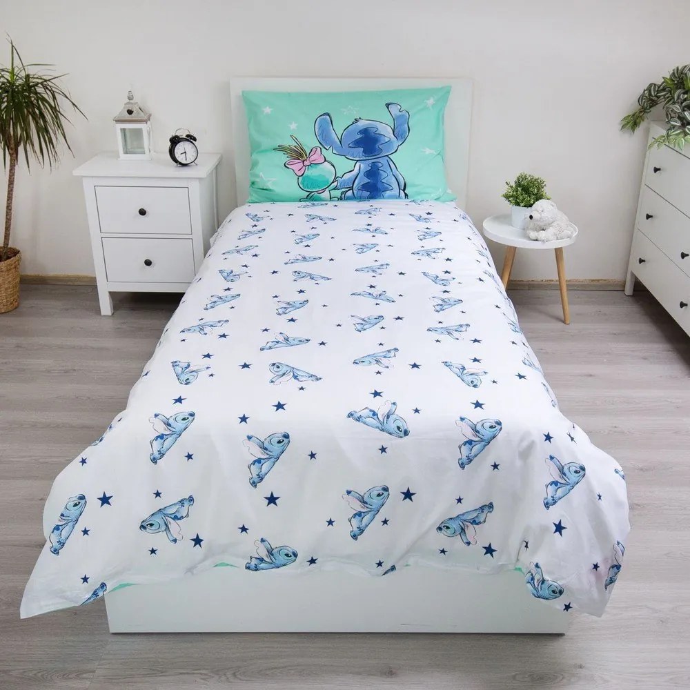 Единично памучно детско спално бельо в цвят мента 140x200 cm Lilo &amp; Stitch "Buddies" – Jerry Fabrics