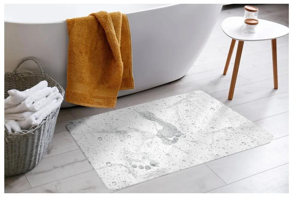 Бяло-сив килим за баня от диатомична глина 50x70 cm Aqua – douceur d'intérieur