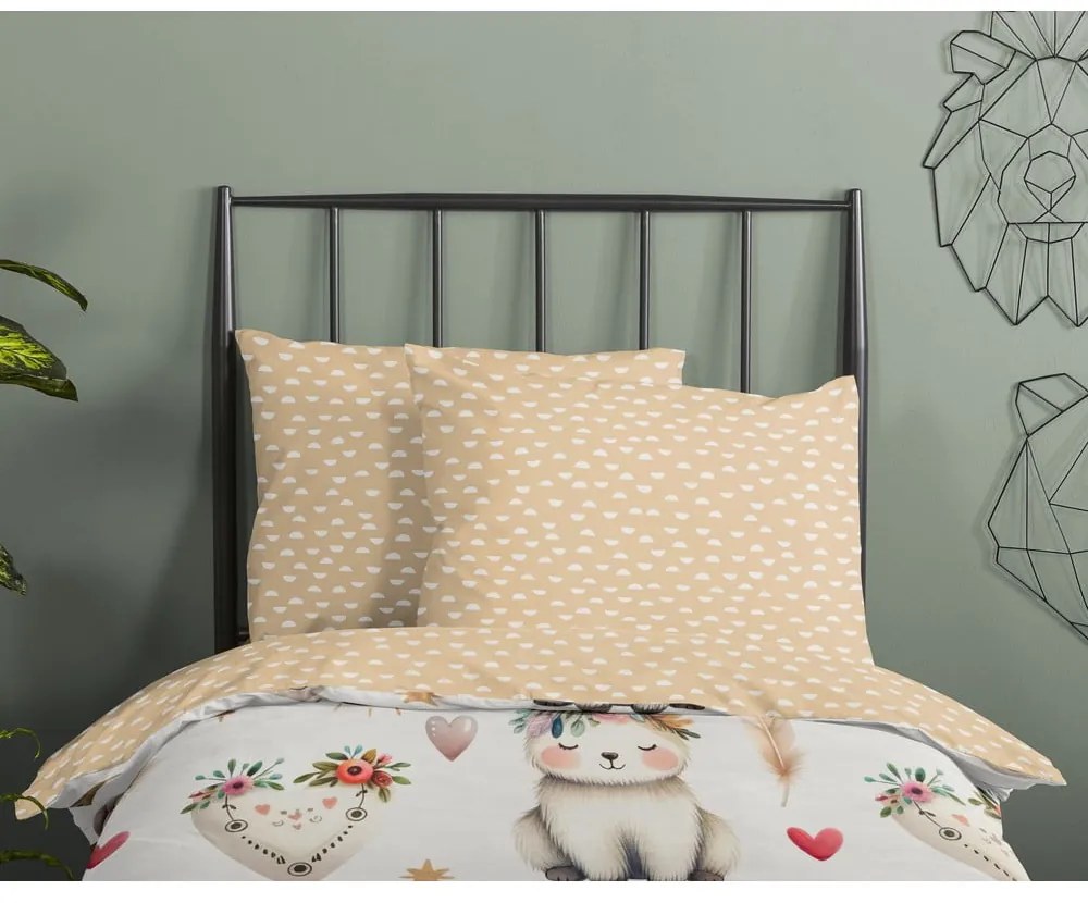 Бежово единично памучно детско спално бельо 140x200 cm Luz – Good Morning