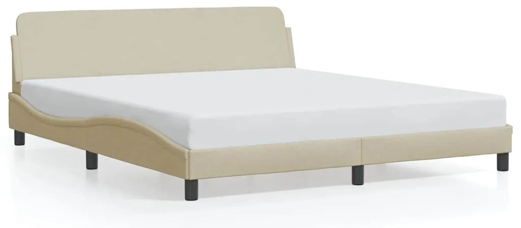 373230 vidaXL Рамка за легло Dover, кремава, 180x200 см, плат