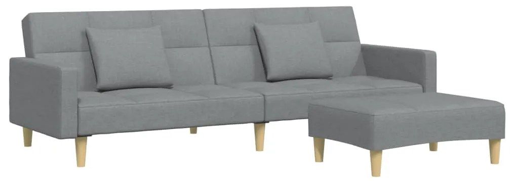 3258106 vidaXL 2-местен диван с табуретка, светлосив, текстил