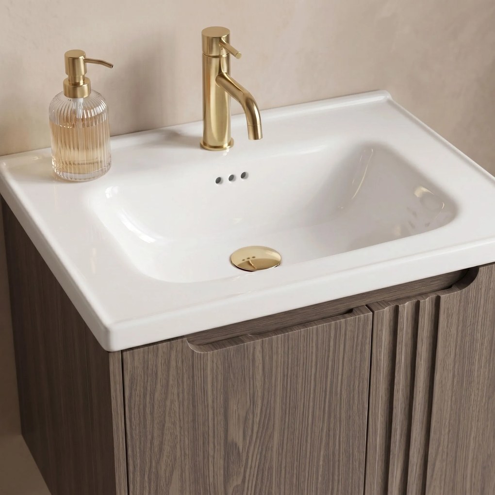 Шкаф за баня с мивка Rea Rivo DB86-60L-1 Dark 60cm