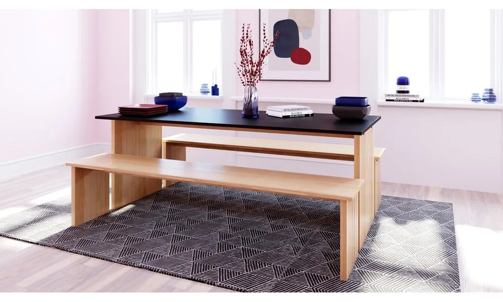 Маса за хранене с дъбов плот 90x160 cm Stripe - Woodman