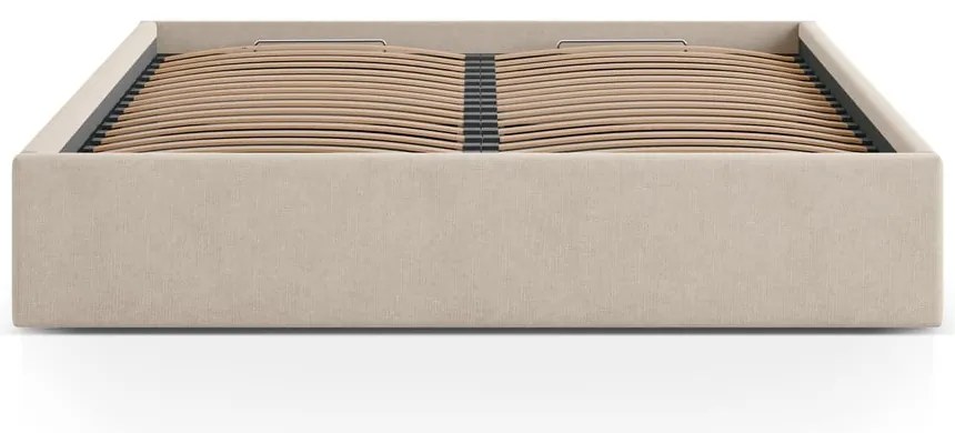 Светлокафяво двойно легло 140x200 cm тапицирано с място за съхранение/без табла с включена подматрачна рамка Susan – Micadoni
