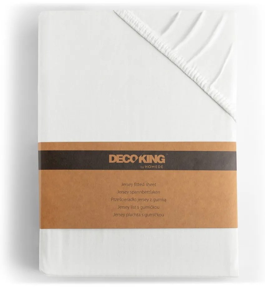 Бял еластичен чаршаф от джърси 160x200 cm Amber – Restilo