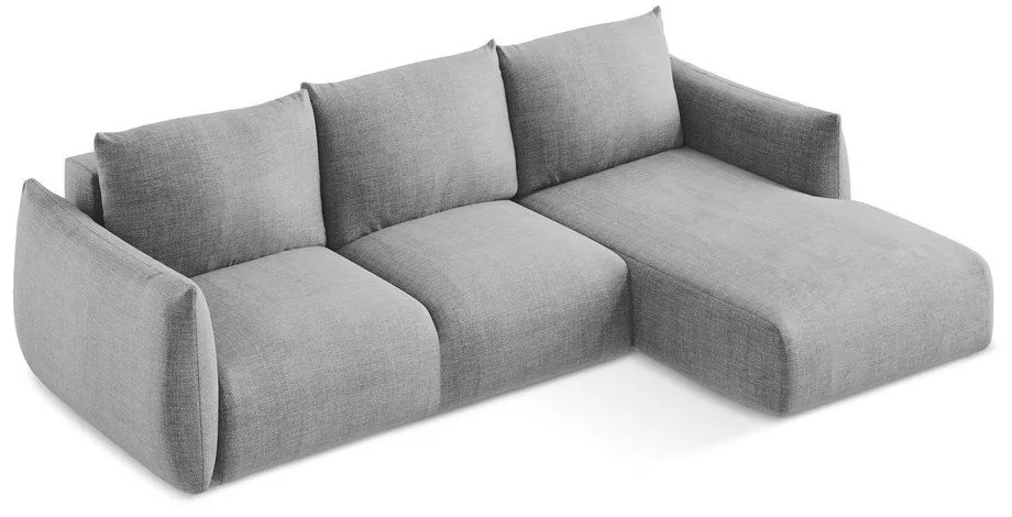 Светлосив сгъваем ъглов диван (десен ъгъл) Leila – Makamii
