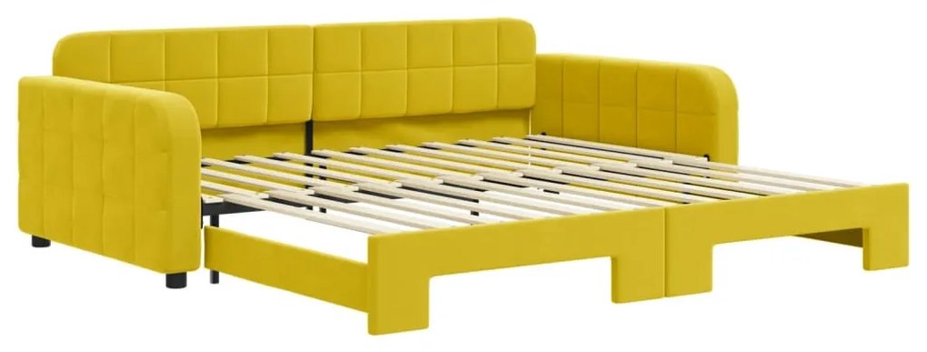 3196941 vidaXL Канапе с изтеглящо разтегателно легло жълто 100x200 см кадифе
