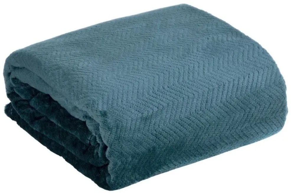 Плюшено одеяло с релефен модел в синьо Ширина: 150 см | Дължина: 200 см