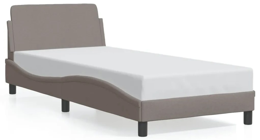 373109 vidaXL Рамка за легло с табла без матрак, таупе, 90x200 см, плат