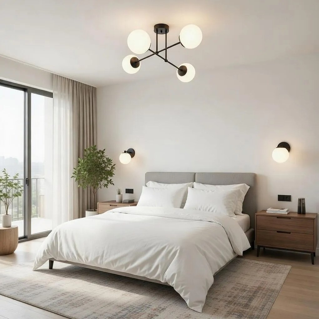 Плафон ГАРДА, черен/бял, 4xE27