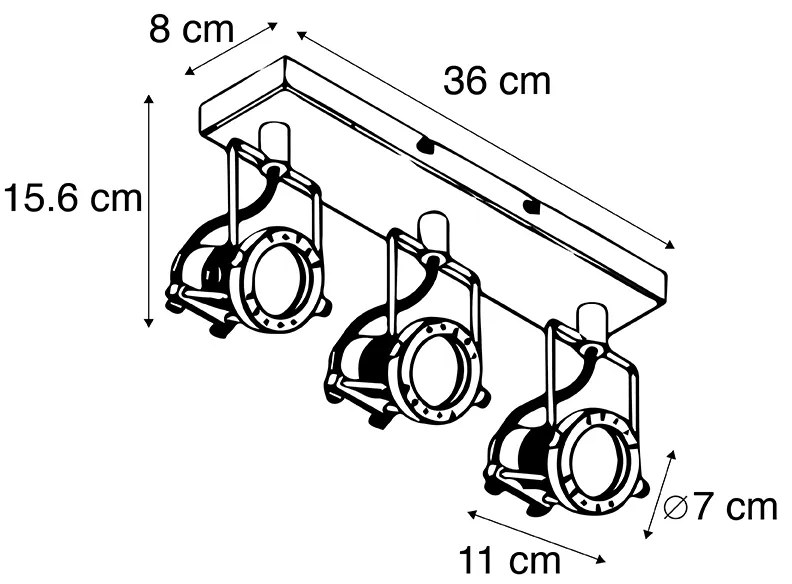 Индустриален прожектор черен 3-светлина - Suplux