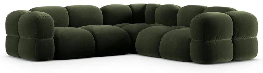 Зелен кадифен ъглов диван Loretto – Cosmopolitan Design