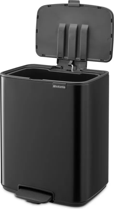 Матово черно стоманено кошче за боклук с педал 12 l Bo – Brabantia