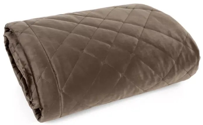 Елегантна кадифена покривка за легло с геометрични шевове - кафява Ширина: 220 см | Дължина: 240 см