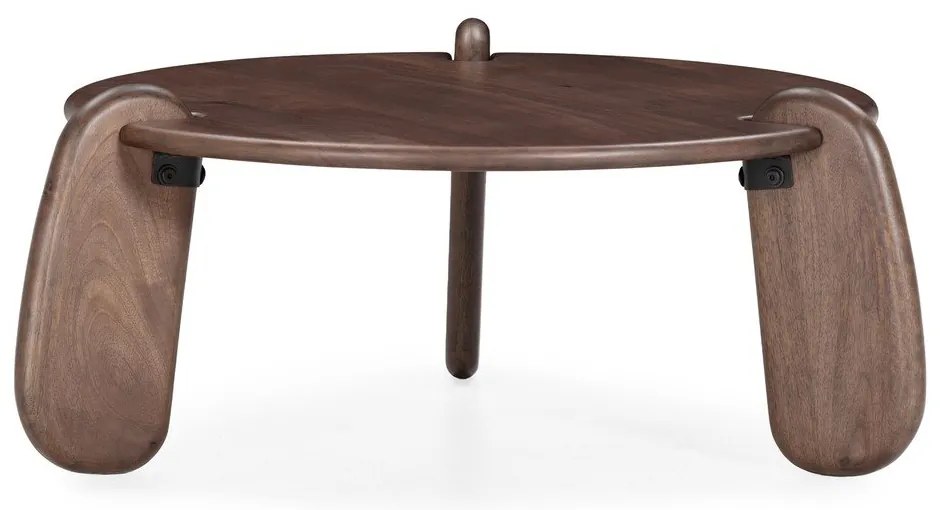 Тъмнокафява кръгла масичка за кафе от масивно манго ø 80 cm Tamira – MOME