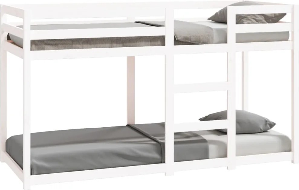 821660 vidaXL Двуетажно легло, бяло, 75x190 см, борово дърво масив