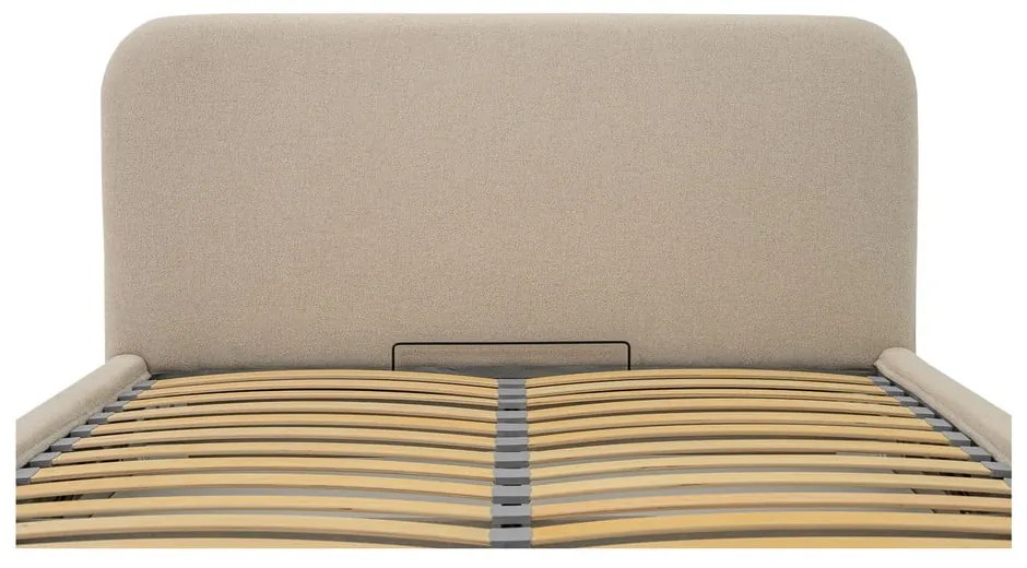 Бежово двойно легло 140x190 cm тапицирано с място за съхранение с включена подматрачна рамка Sea – Scandic