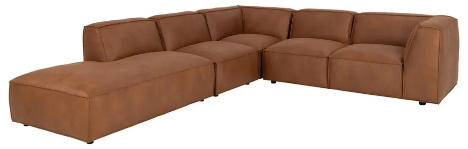 Ъглов диван от изкуствена кожа в цвят коняк (ляв ъгъл) Fairfield Kentucky - Bonami Selection