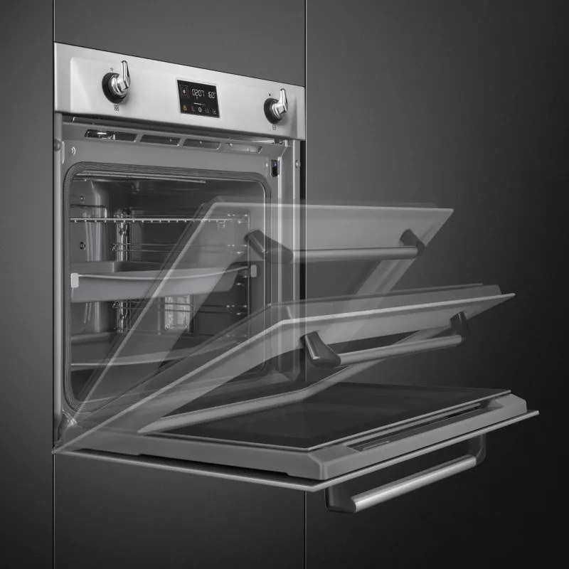Фурна за вграждане Smeg SOP6902S2PX, 3000W, 68 л, Клас A++, 12 функции и 5 нива на готвене, Готвене чрез Комбинирана пара, Самопочистване, Таймер, 30-280C, Инокс