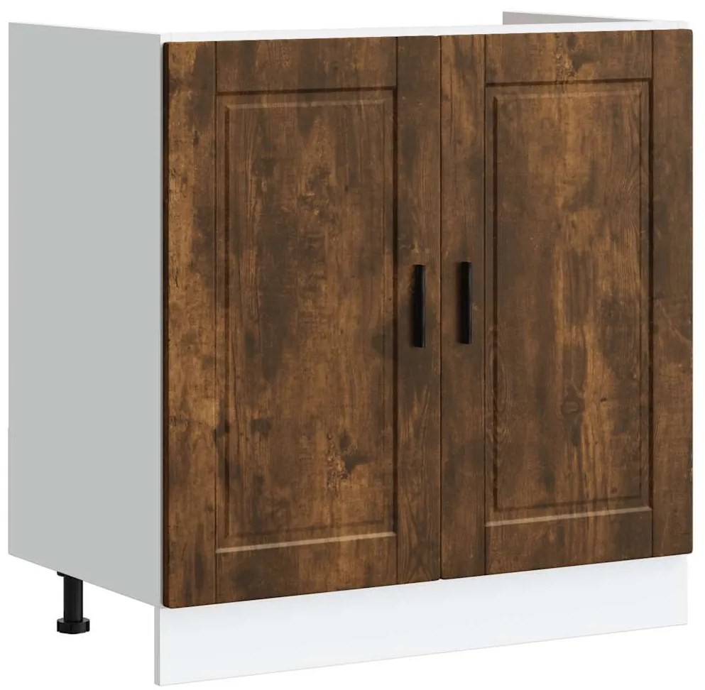 853932 vidaXL Шкаф за мивка, Porto, опушен дъб, 80x46x81,5см, инженерно дърво