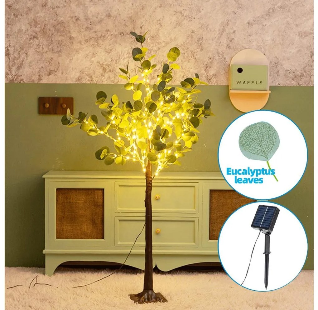 Aigostar - LED соларна декорация 150xLED/3,2м IP65 топла бяла евкалипт