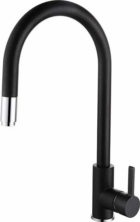Стоящ смесител за кухня,  Inter Ceramic, ICF 263006 BLACK, с изтеглящ се душ