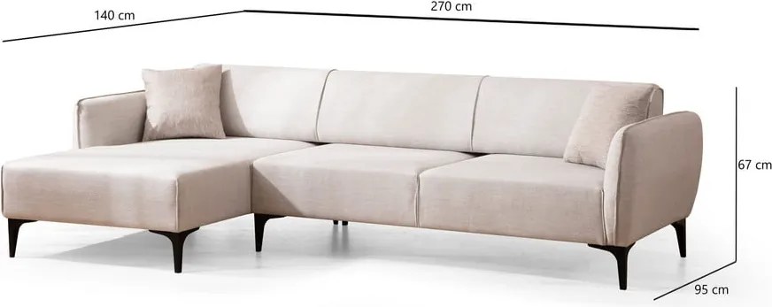 Бял ъглов диван , ляв ъгъл Belissimo – Balcab Home