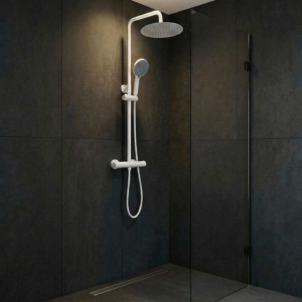 Душ комплект без чучур с термостат Rea Lungo White