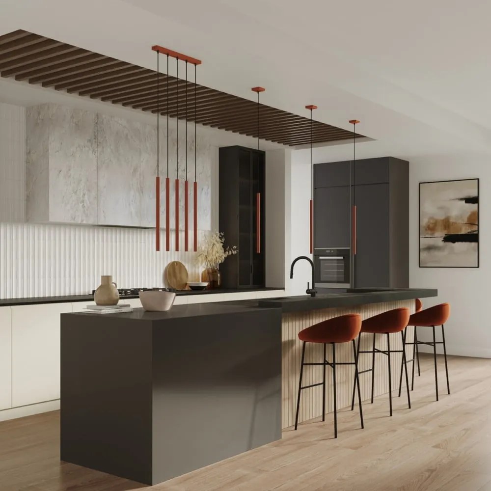 Висящо осветително тяло в тухлен цвят Fideus – Sollux