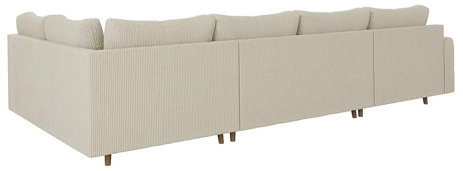 Кремав ъглов диван от рипсено кадифе (ляв ъгъл/"U" форма) Ariella – Ropez