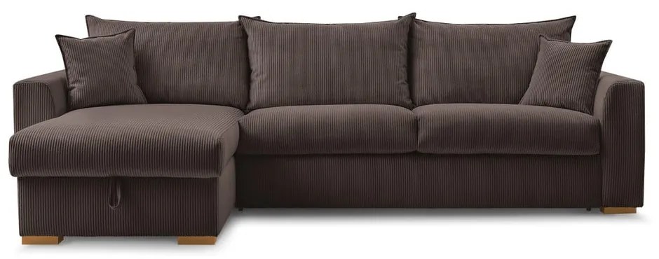 Кафяв разтегателен ъглов диван от рипсено кадифе (променлив) Augustin – Bobochic Paris
