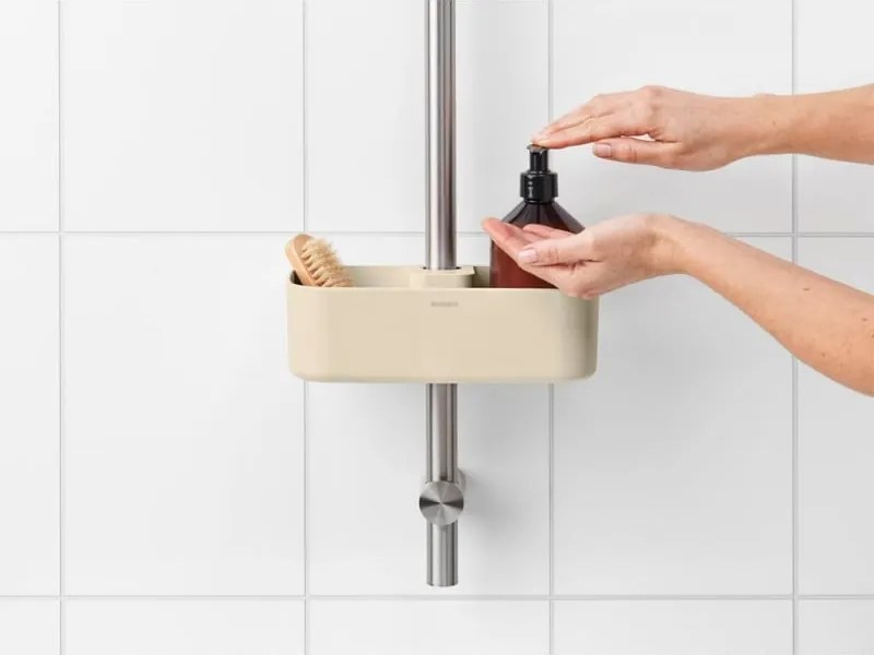 Органайзер за душ Brabantia ReNew 1006272, 7.5х13.3х24.4 см, Дъно с отвори за вода, Устойчивост на корозия, Бежов